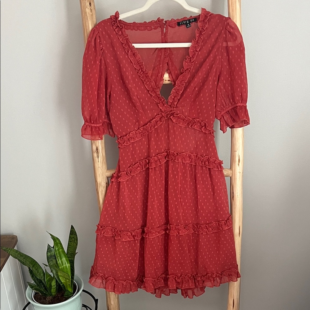 Scarlet Ruffle Mini Dress